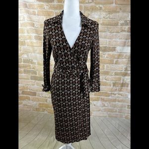 Snap Brown Print Wrap Dress.